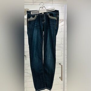 Mid Rise Boot Cut Blue Premier Denim Jeans Cowgirl Bling Womens Size 7